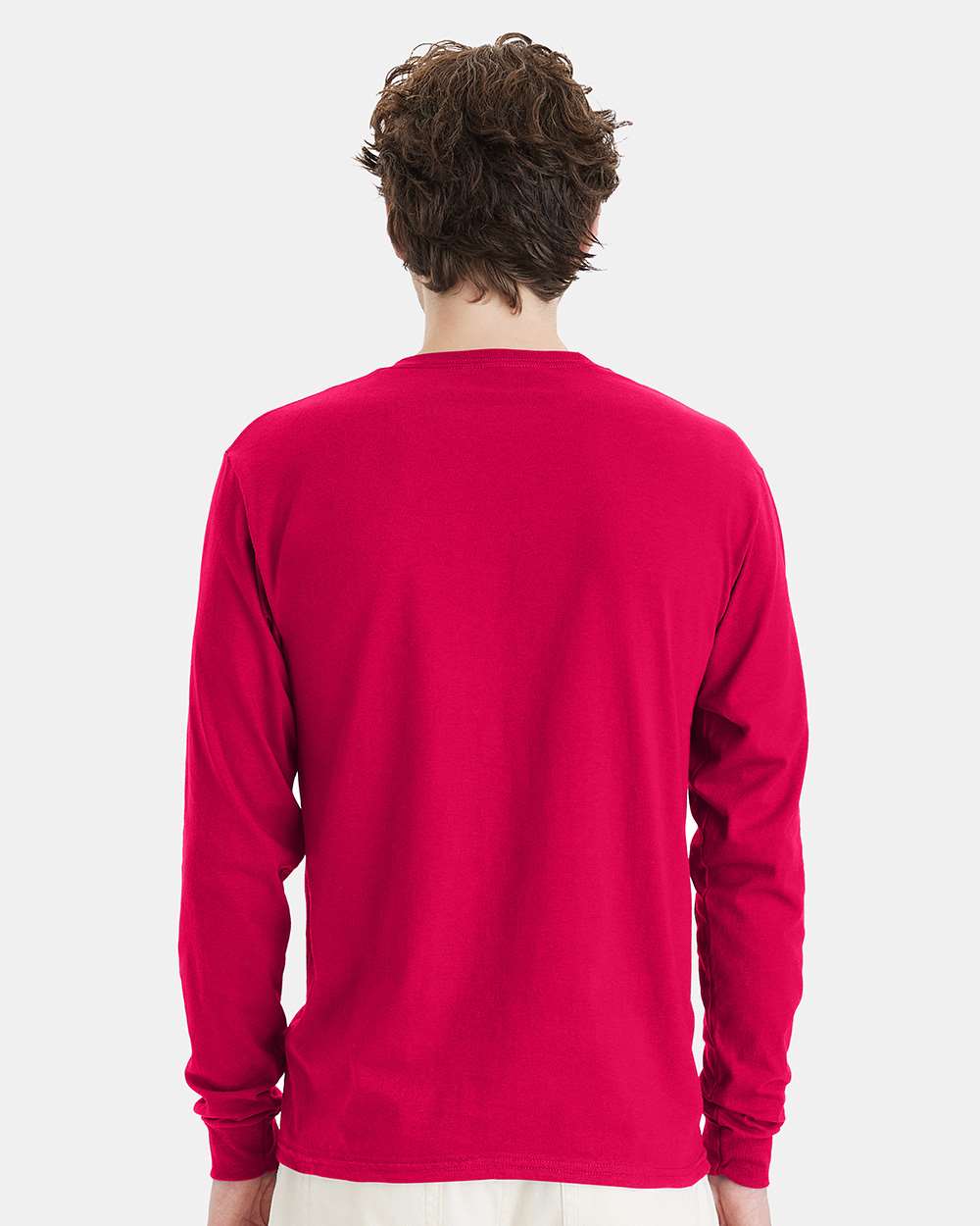 Essential-T Long Sleeve T-Shirt - OnModelBack - B04000013 - Athletic Crimson