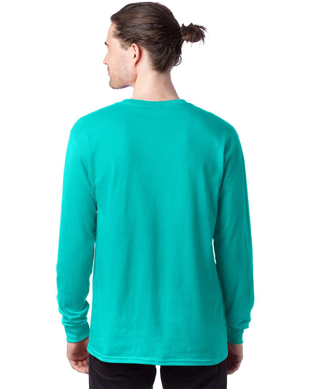 Essential-T Long Sleeve T-Shirt - OnModelBack - B04000193 - Athletic Teal