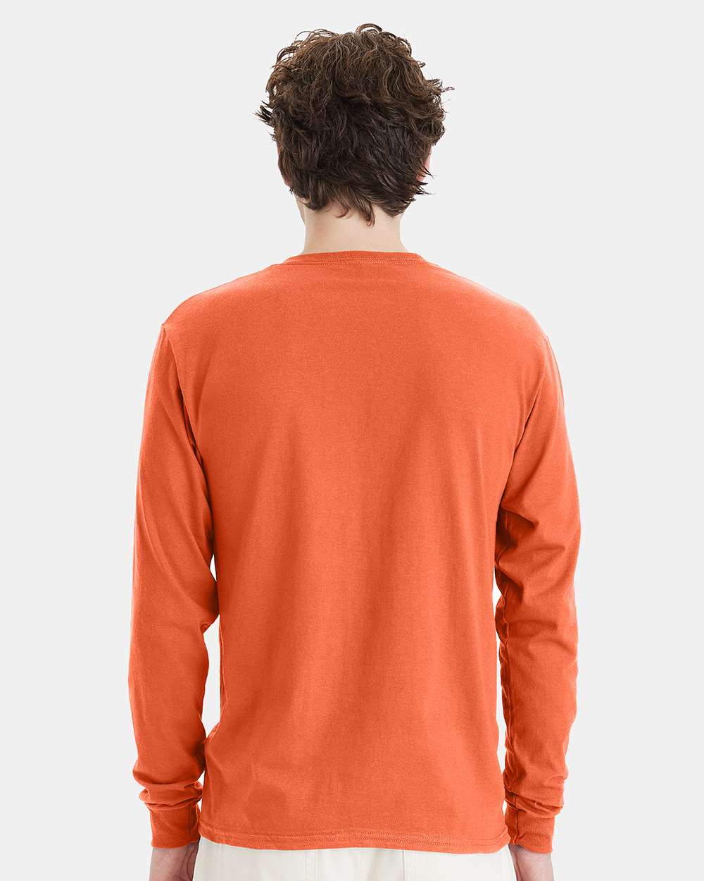 Essential-T Long Sleeve T-Shirt - OnModelBack - B04000323 - Texas Orange