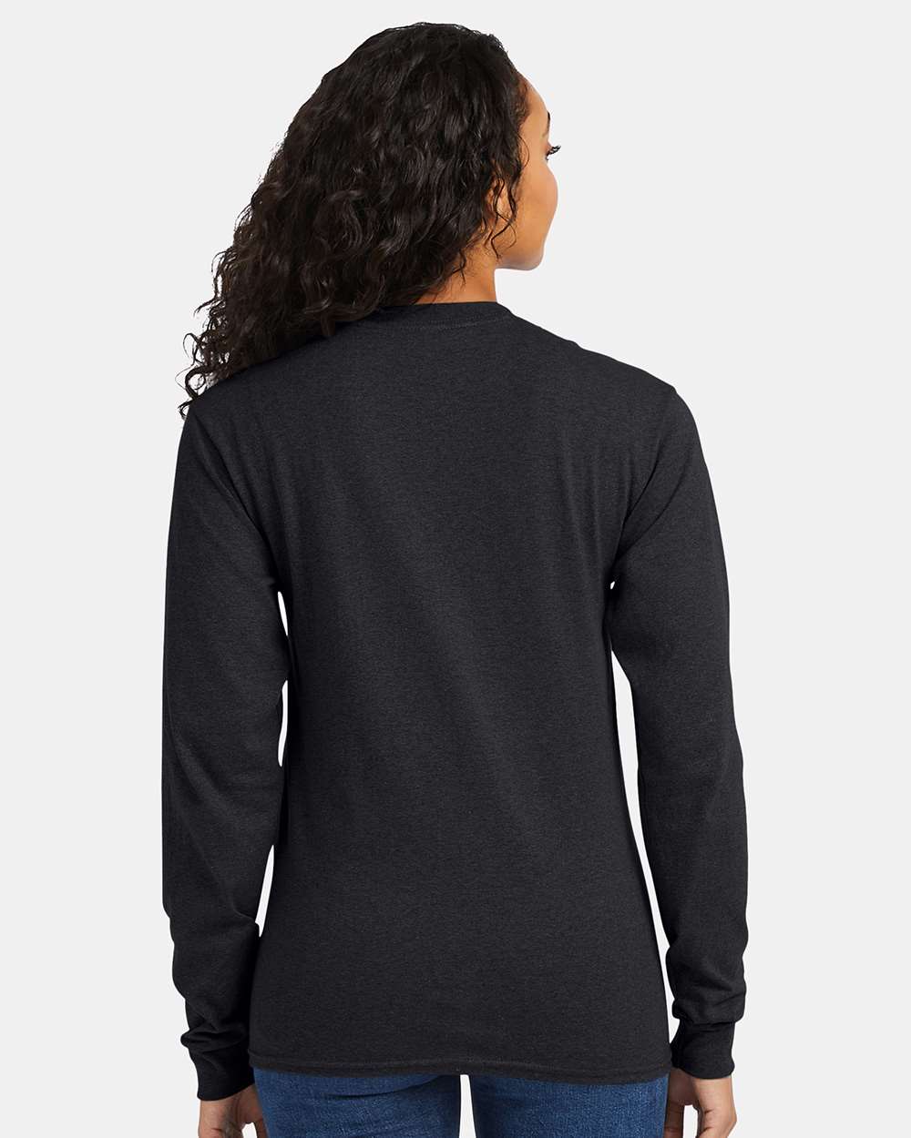 Essential-T Long Sleeve T-Shirt - OnModelBack - B04000593 - Charcoal Heather