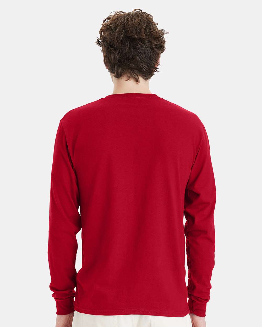 Essential-T Long Sleeve T-Shirt - OnModelBack - B04000703 - Deep Red