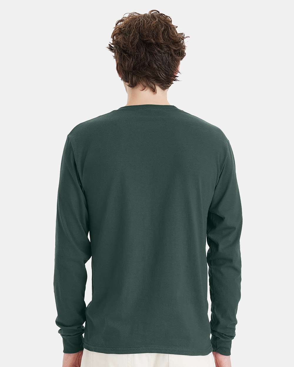 Essential-T Long Sleeve T-Shirt - OnModelBack - B04000873 - Athletic Dark Green