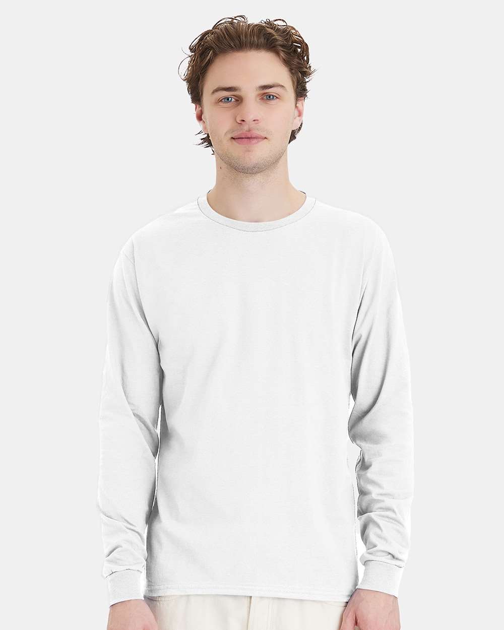 Essential-T Long Sleeve T-Shirt - OnModelFront - B04000003 - White