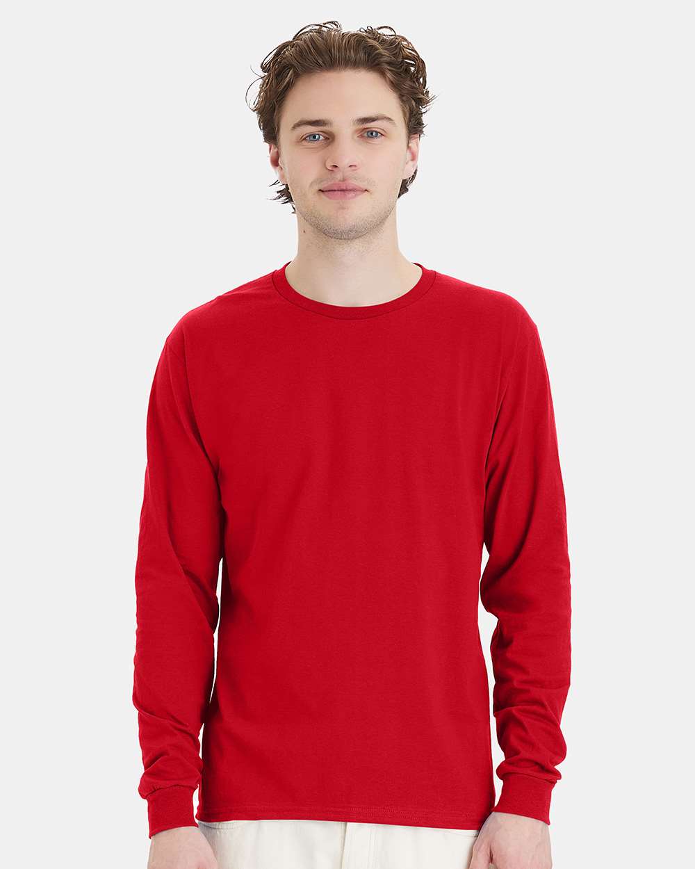 Essential-T Long Sleeve T-Shirt - OnModelFront - B04000073 - Athletic Red