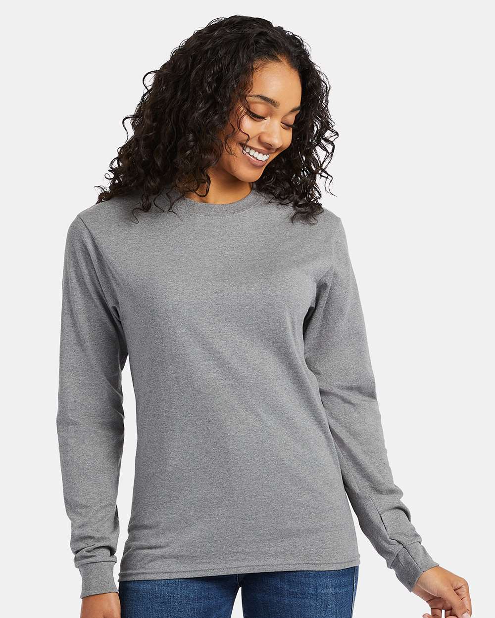Essential-T Long Sleeve T-Shirt - OnModelFront - B04000093 - Oxford Grey