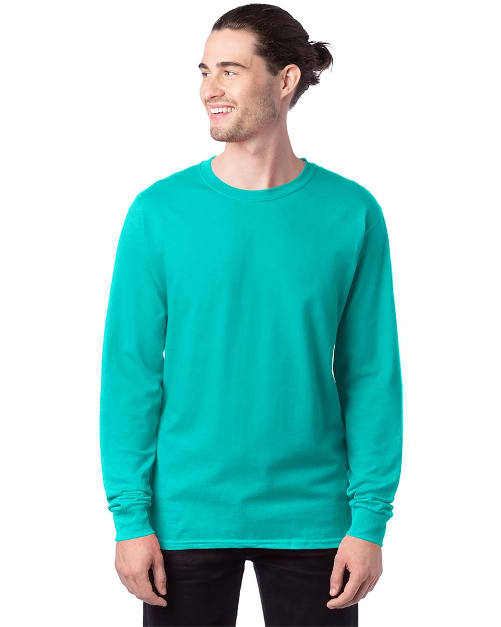 Essential-T Long Sleeve T-Shirt - OnModelFront - B04000193 - Athletic Teal