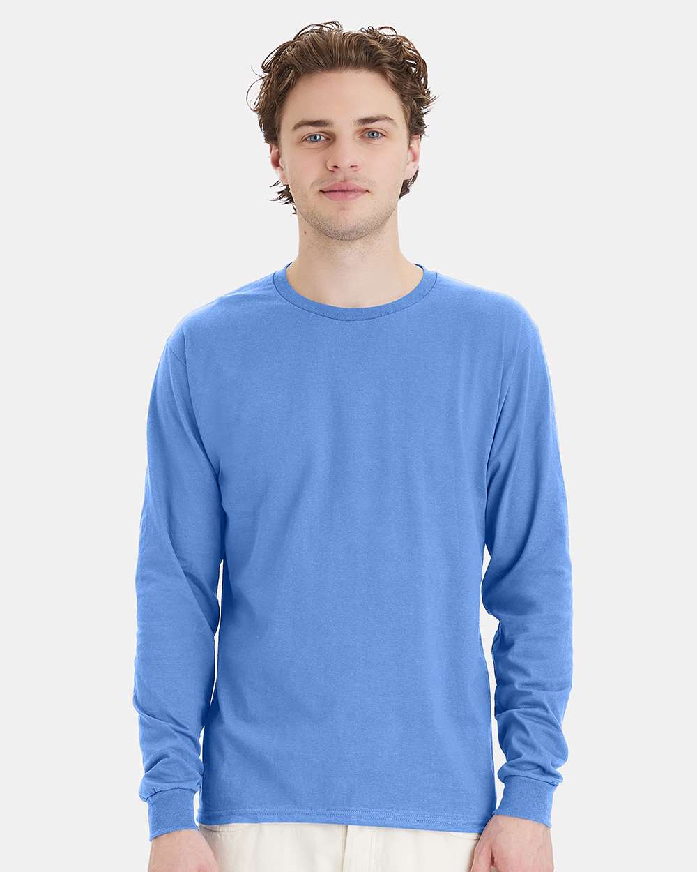 Essential-T Long Sleeve T-Shirt - OnModelFront - B04000263 - Carolina Blue
