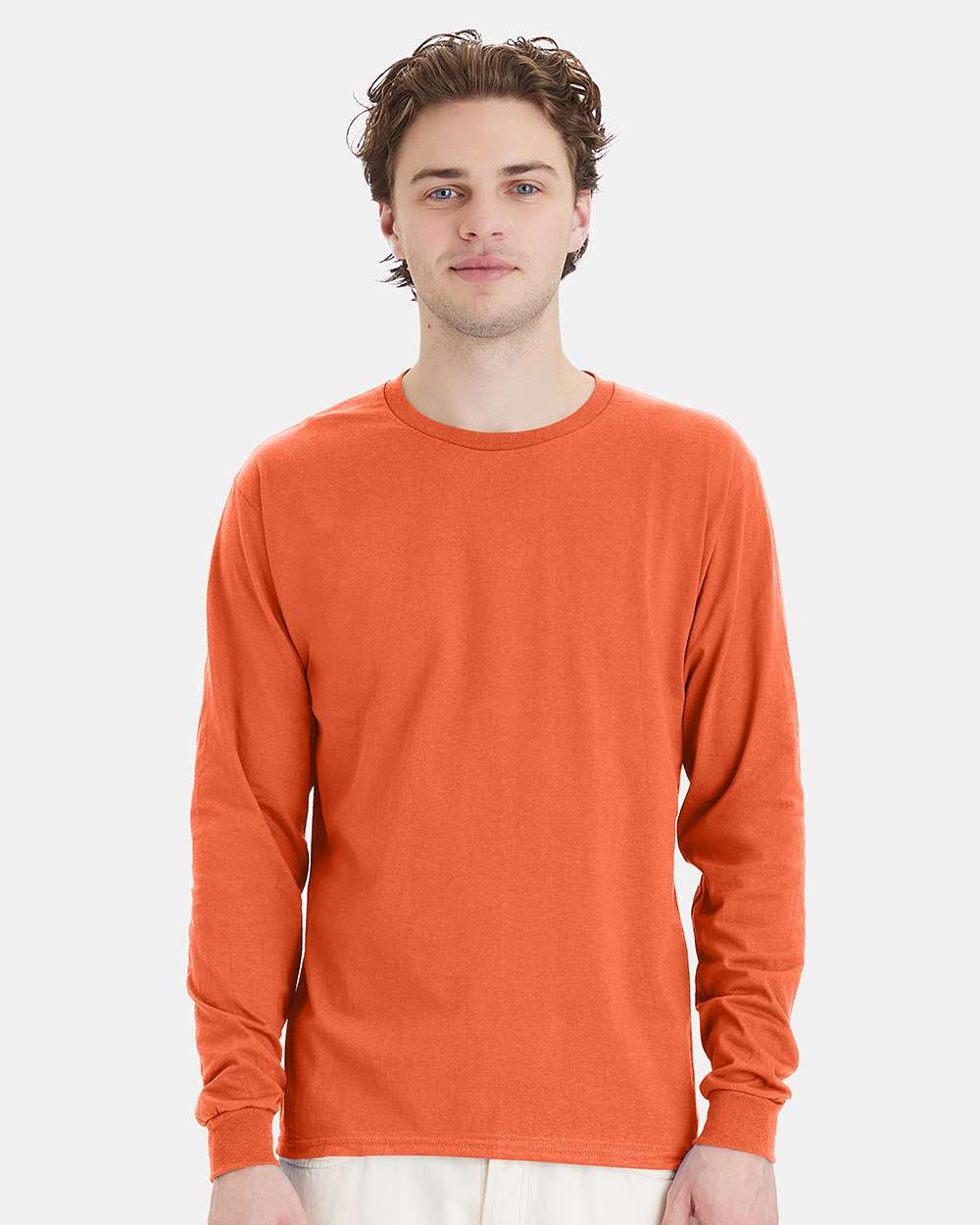 Essential-T Long Sleeve T-Shirt - OnModelFront - B04000323 - Texas Orange