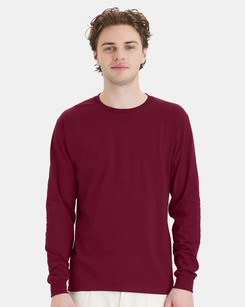 Essential-T Long Sleeve T-Shirt - OnModelFront - B04000533 - Athletic Cardinal