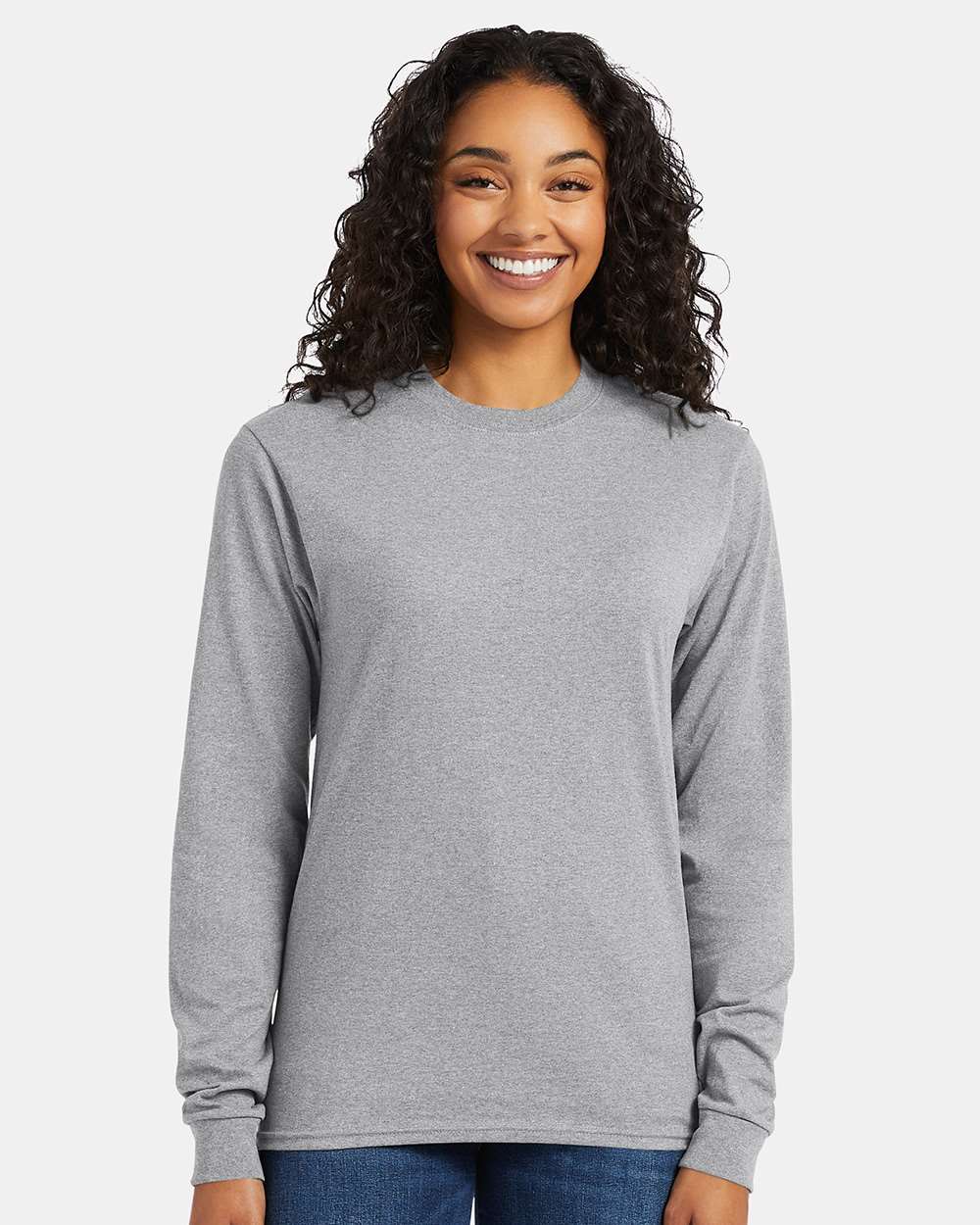 Essential-T Long Sleeve T-Shirt - OnModelFront - B04000583 - Light Steel