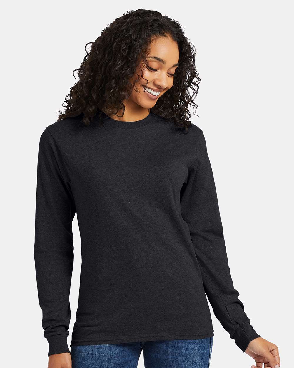 Essential-T Long Sleeve T-Shirt - OnModelFront - B04000593 - Charcoal Heather