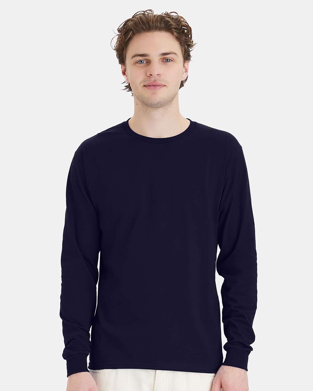 Essential-T Long Sleeve T-Shirt - OnModelFront - B04000663 - Athletic Navy