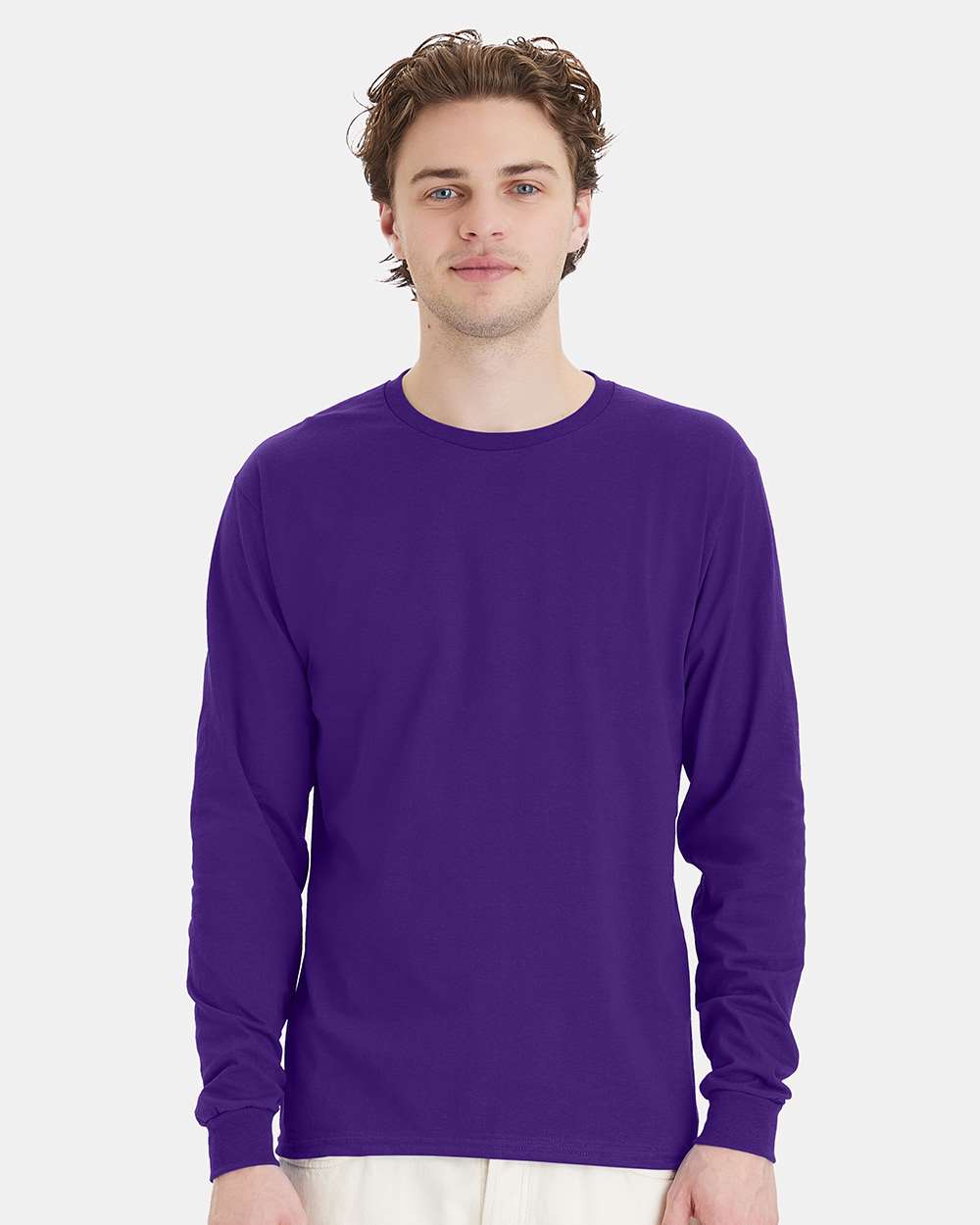 Essential-T Long Sleeve T-Shirt - OnModelFront - B04000683 - Athletic Purple
