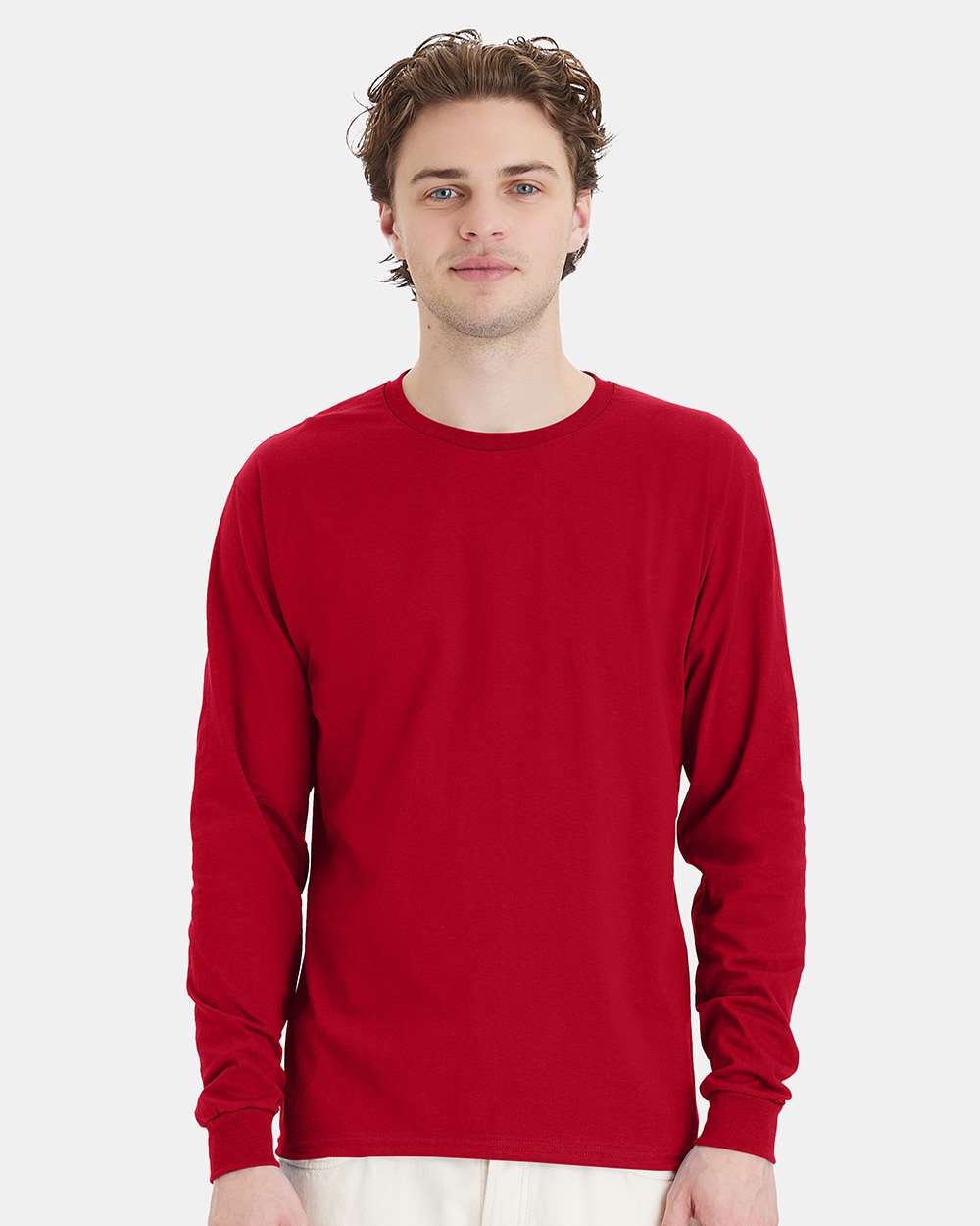 Essential-T Long Sleeve T-Shirt - OnModelFront - B04000703 - Deep Red
