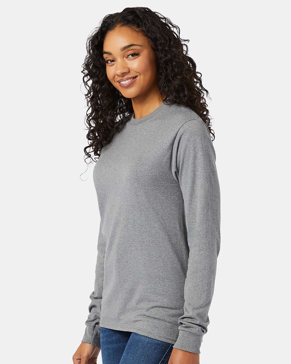 Essential-T Long Sleeve T-Shirt - OnModelSide - B04000093 - Oxford Grey