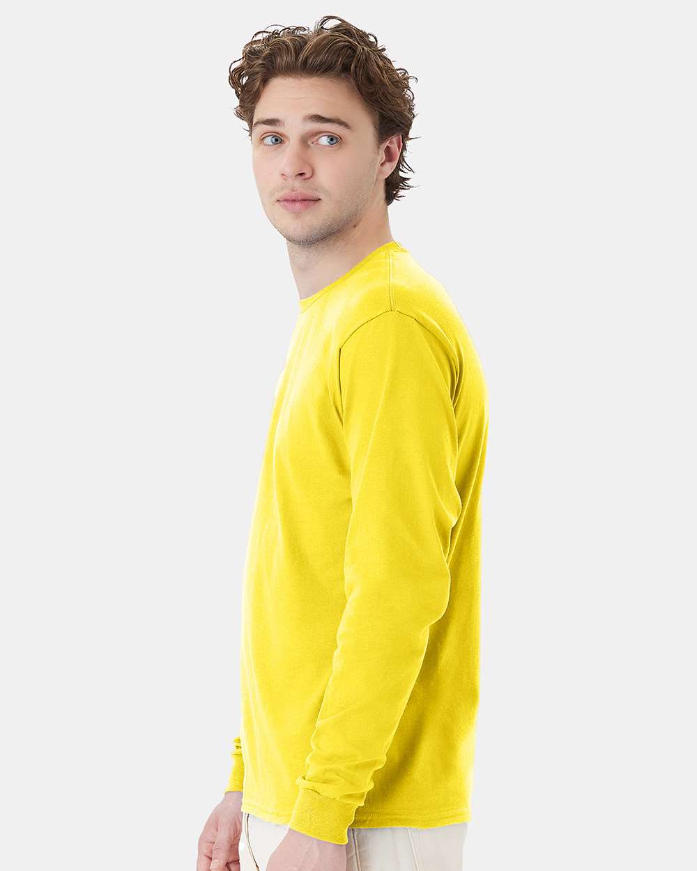 Essential-T Long Sleeve T-Shirt - OnModelSide - B04000133 - Athletic Yellow