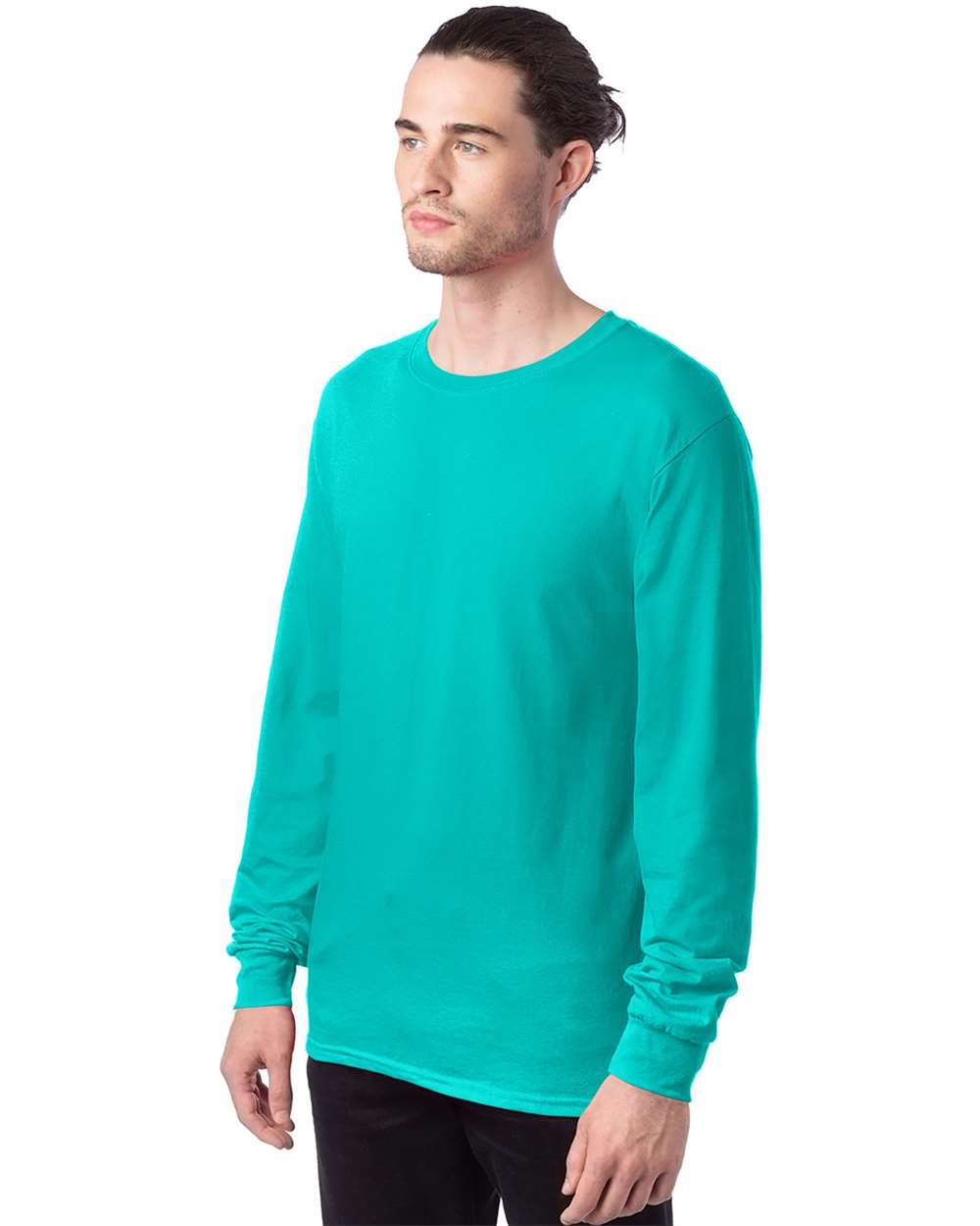 Essential-T Long Sleeve T-Shirt - OnModelSide - B04000193 - Athletic Teal