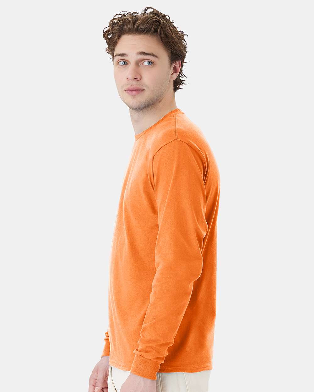 Essential-T Long Sleeve T-Shirt - OnModelSide - B04000333 - Tennessee Orange