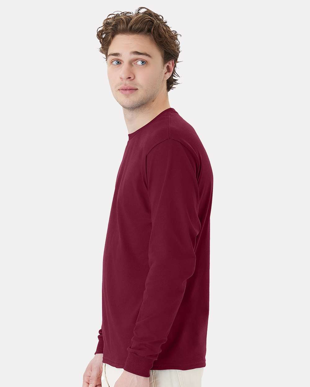 Essential-T Long Sleeve T-Shirt - OnModelSide - B04000533 - Athletic Cardinal