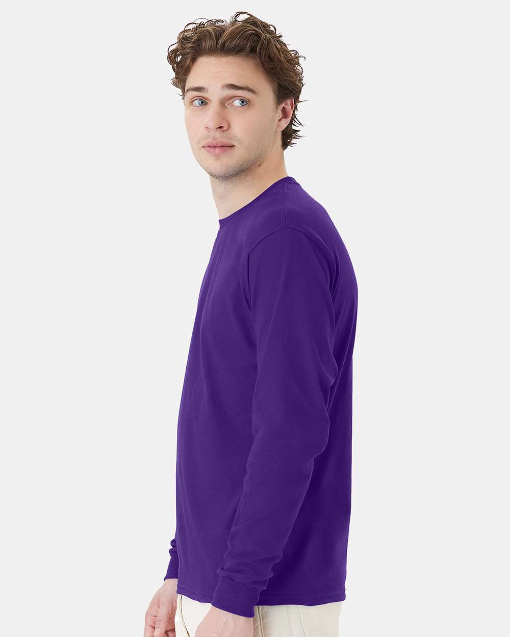 Essential-T Long Sleeve T-Shirt - OnModelSide - B04000683 - Athletic Purple
