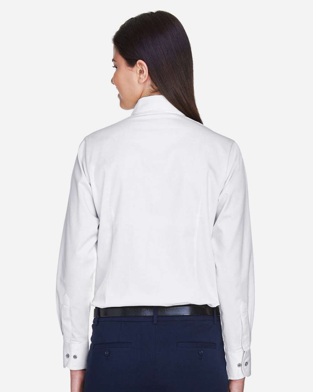 Women's Easy Blend™ Long Sleeve Twill Dress Shirt with Stain-Release - OnModelBack - B240B9002 - White