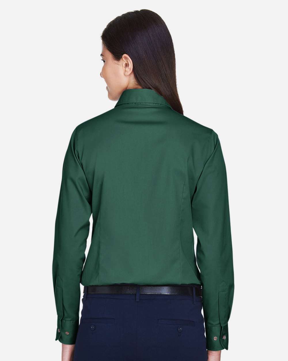 Women's Easy Blend™ Long Sleeve Twill Dress Shirt with Stain-Release - OnModelBack - B240B9102 - Hunter