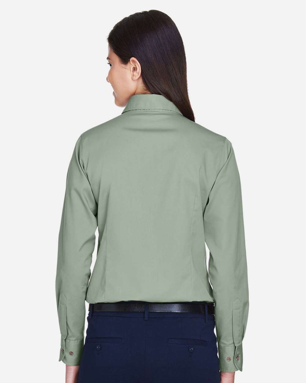 Women's Easy Blend™ Long Sleeve Twill Dress Shirt with Stain-Release - OnModelBack - B240B9542 - Dill