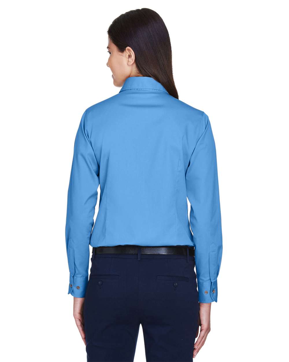 Women's Easy Blend™ Long Sleeve Twill Dress Shirt with Stain-Release - OnModelBack - B240B9658 - Nautical Blue