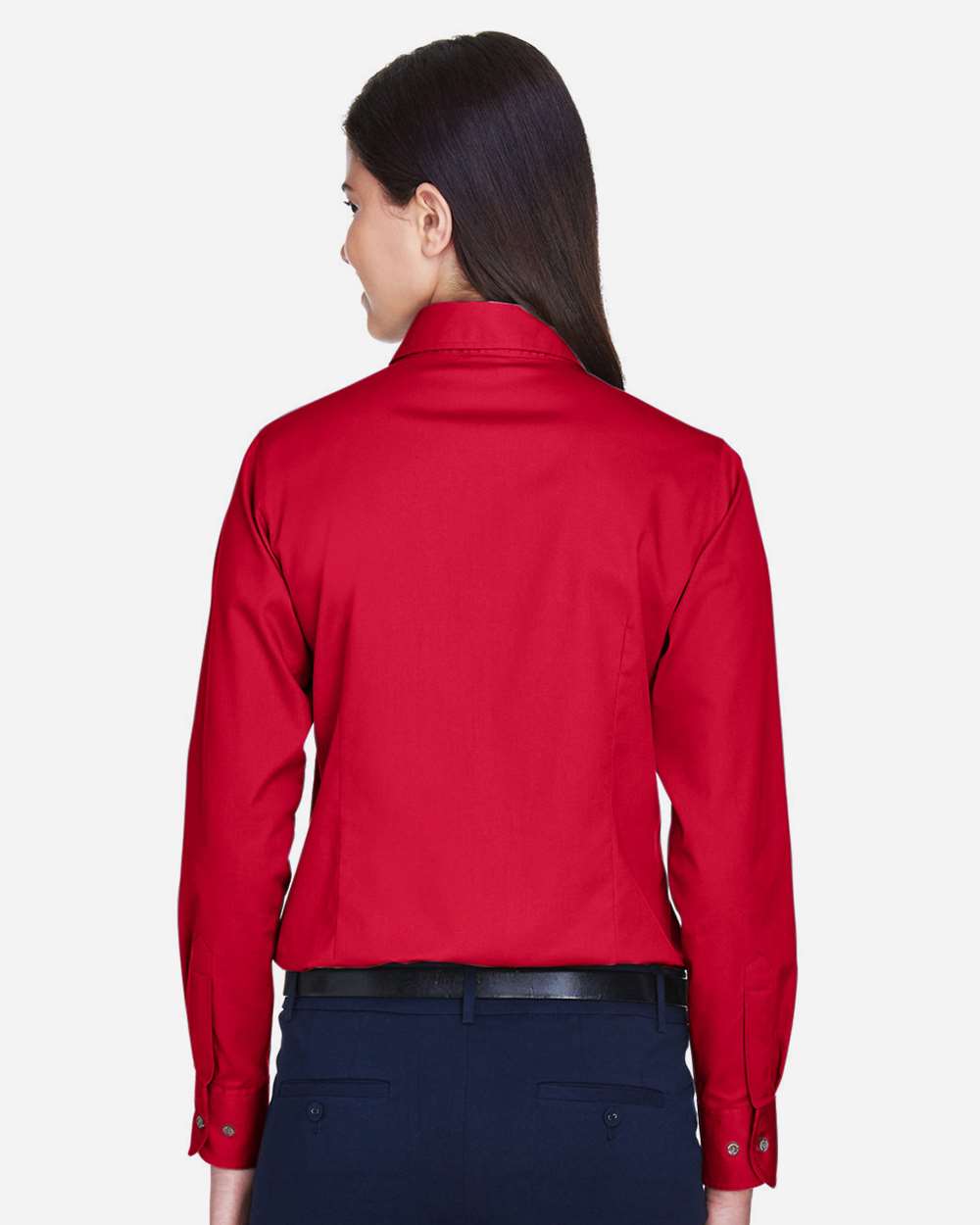Women's Easy Blend™ Long Sleeve Twill Dress Shirt with Stain-Release - OnModelBack - B240B9702 - Red