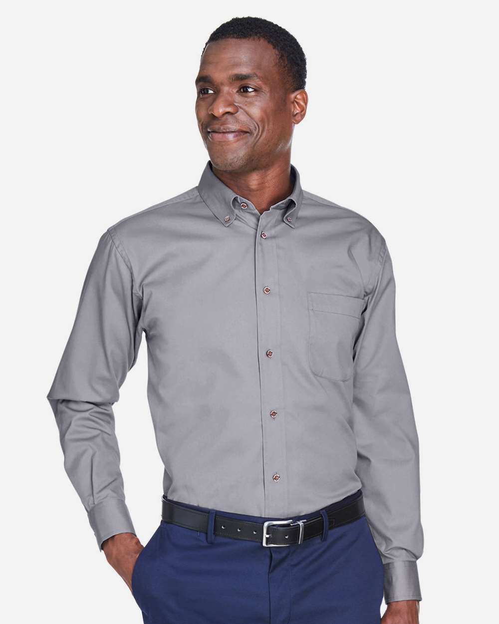 Men's Easy Blend™ Twill Shirt - OnModelFront - B236B9092 - Dark Grey