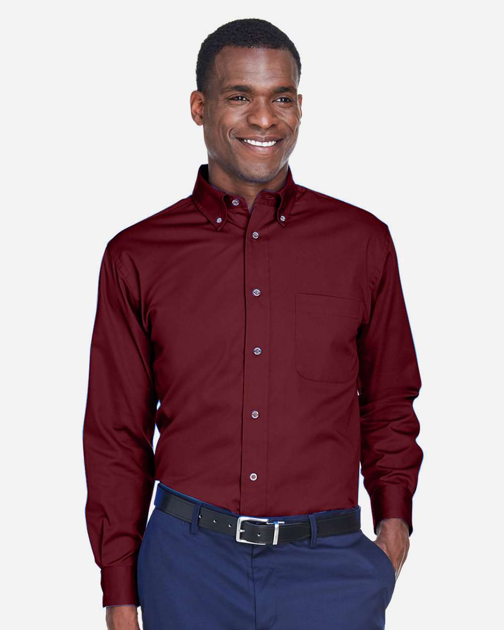 Men's Easy Blend™ Twill Shirt - OnModelFront - B236B9532 - Wine