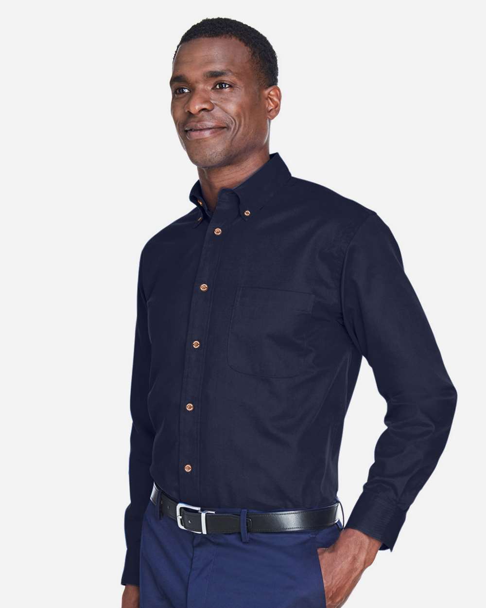 Men's Easy Blend™ Twill Shirt - OnModelSide - B236B9112 - Navy