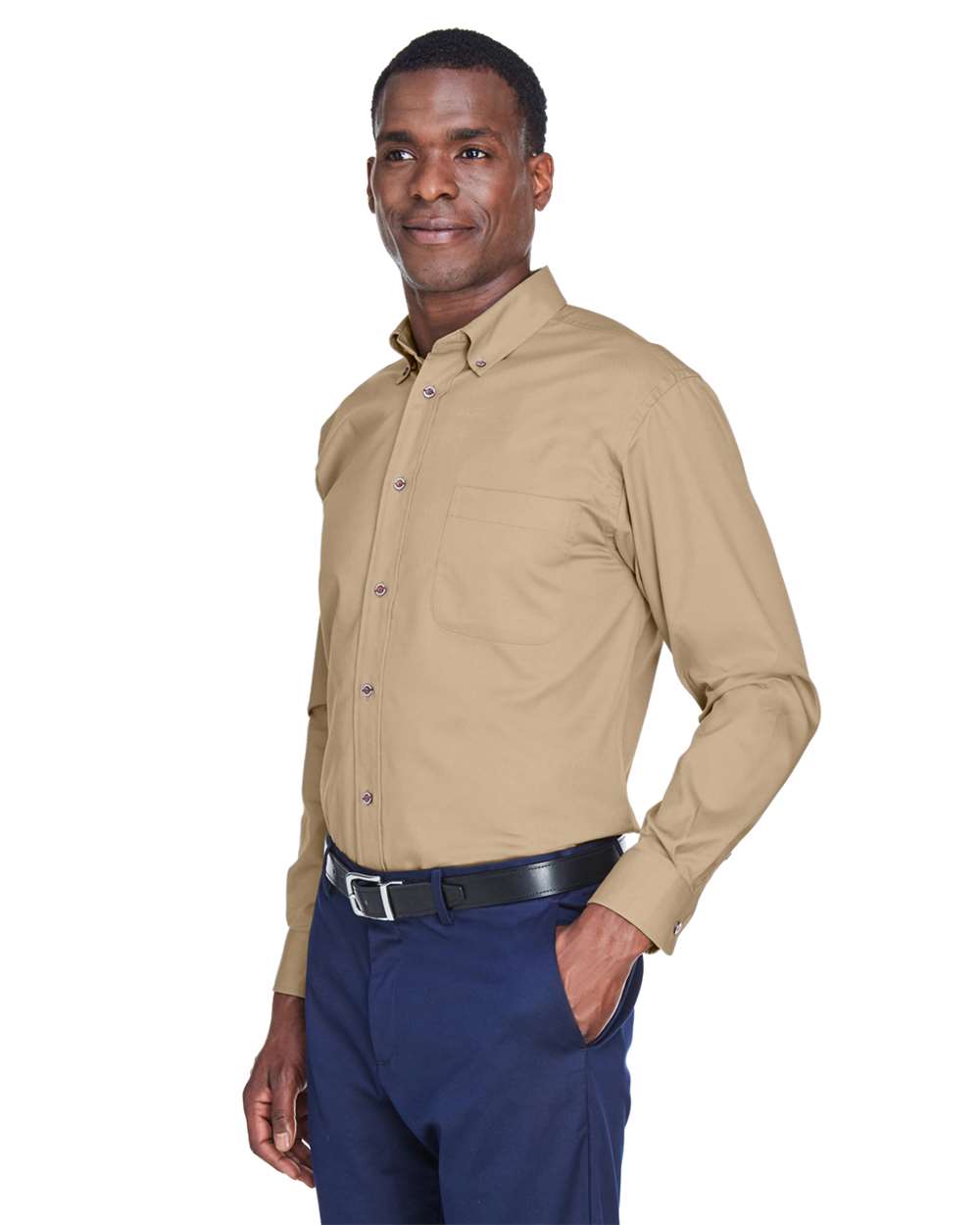 Men's Easy Blend™ Twill Shirt - OnModelSide - B236B9242 - Stone