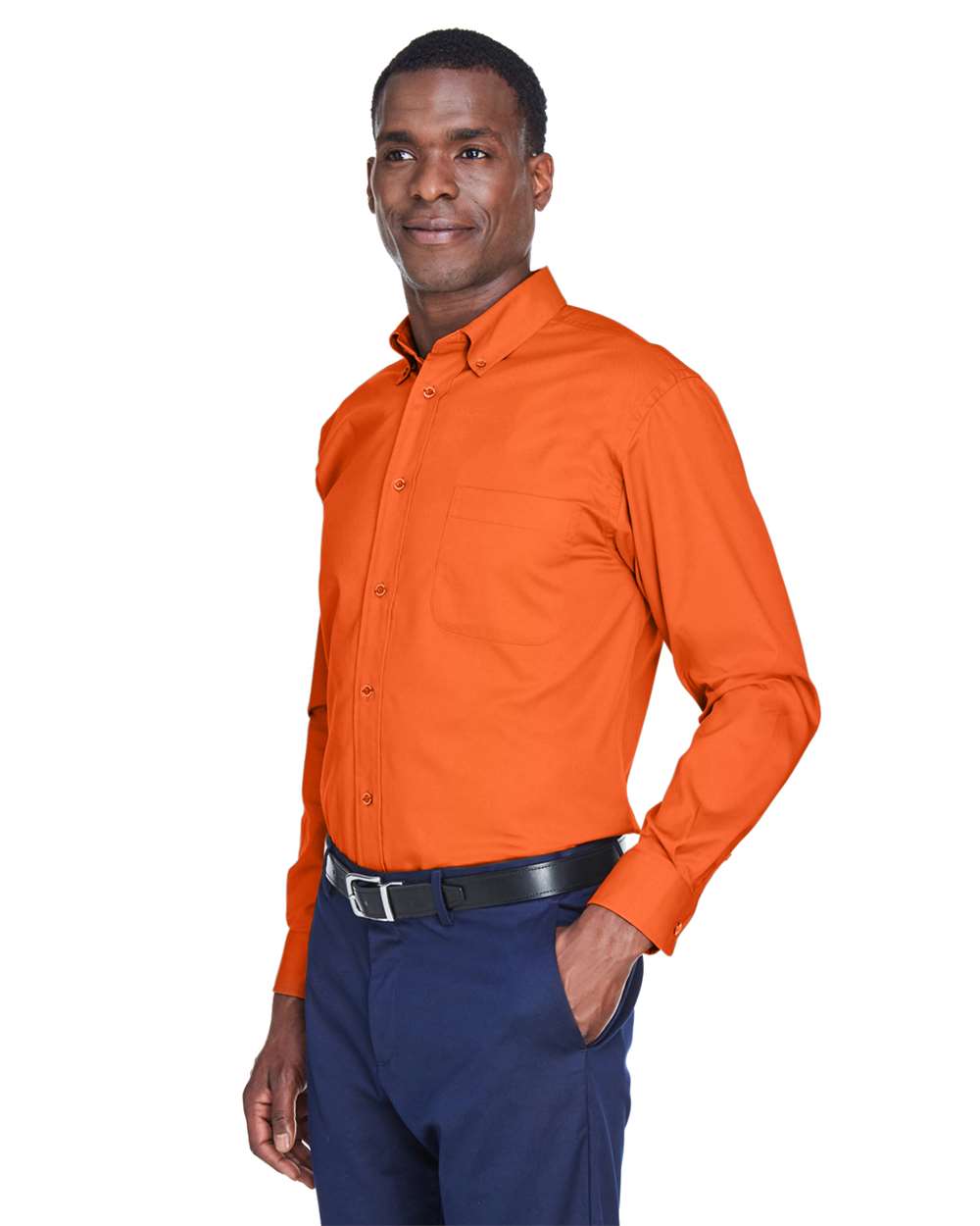 Men's Easy Blend™ Twill Shirt - OnModelSide - B236B9662 - Team Orange
