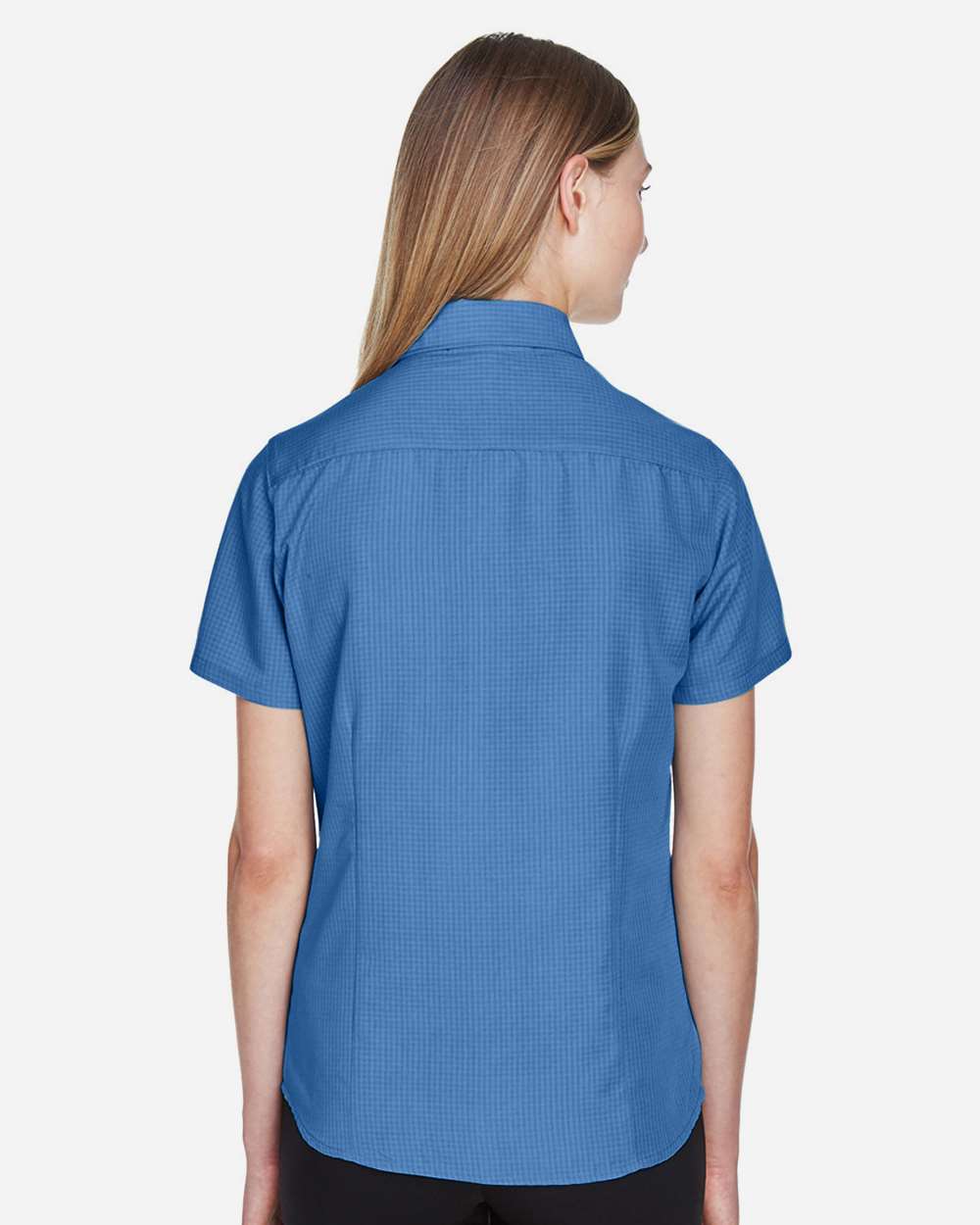 Women's Barbados Textured Camp Shirt - OnModelBack - B252B9112 - POOL BLUE