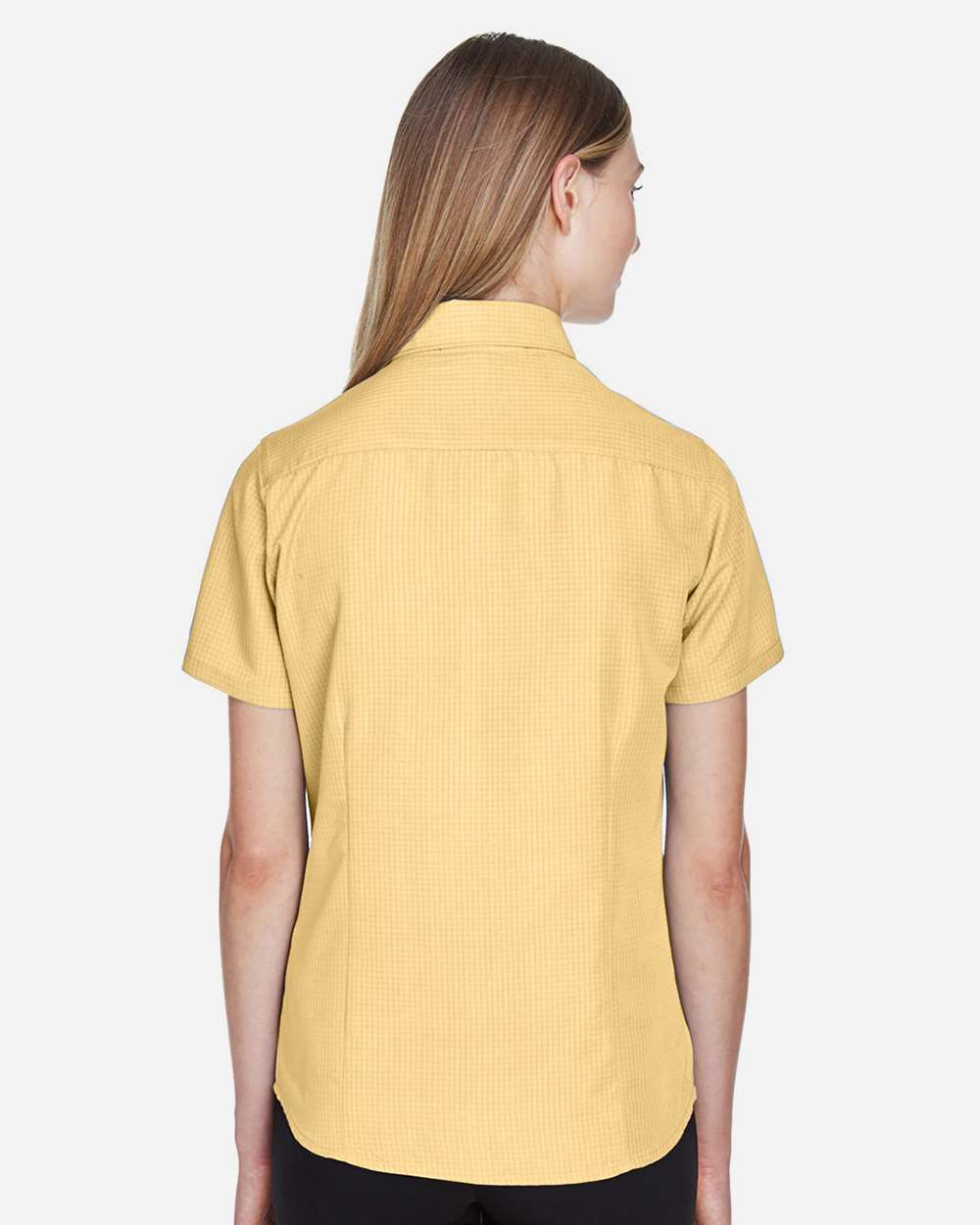 Women's Barbados Textured Camp Shirt - OnModelBack - B252B9122 - Pineapple