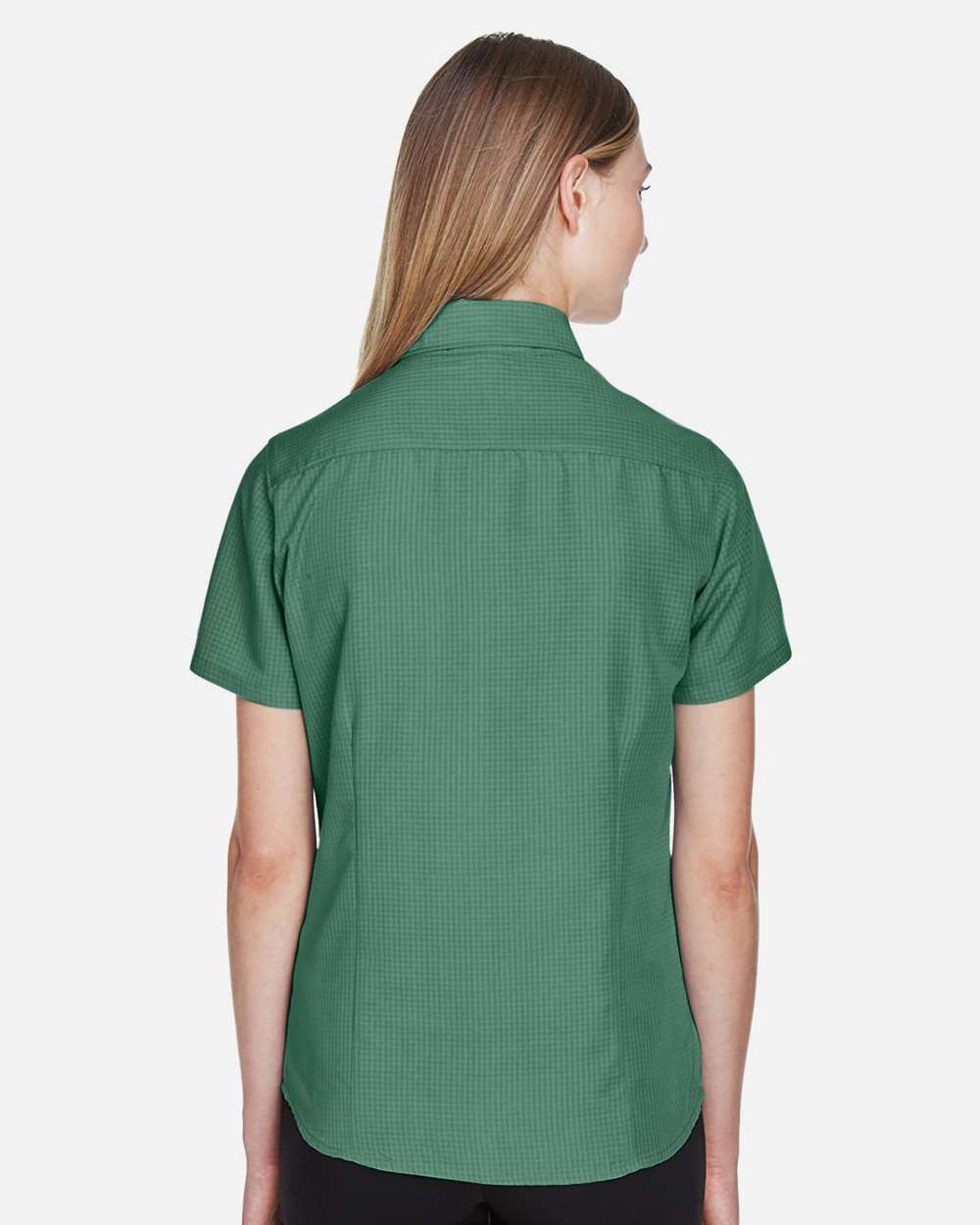 Women's Barbados Textured Camp Shirt - OnModelBack - B252B9172 - Palm Green