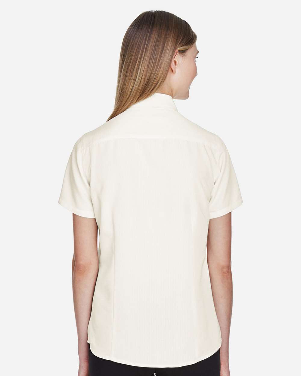 Women's Barbados Textured Camp Shirt - OnModelBack - B252B9242 - Cream