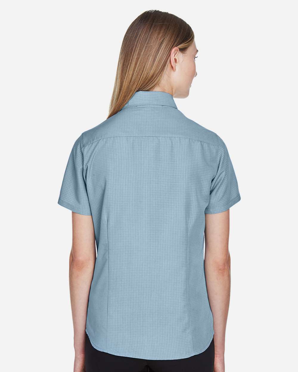 Women's Barbados Textured Camp Shirt - OnModelBack - B252B9252 - Cloud Blue