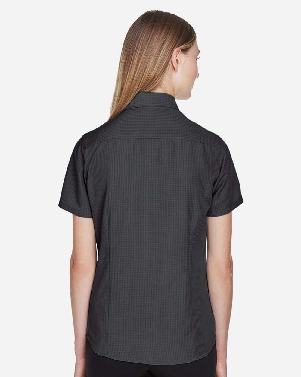 Women's Barbados Textured Camp Shirt - OnModelBack - B252B9502 - Black