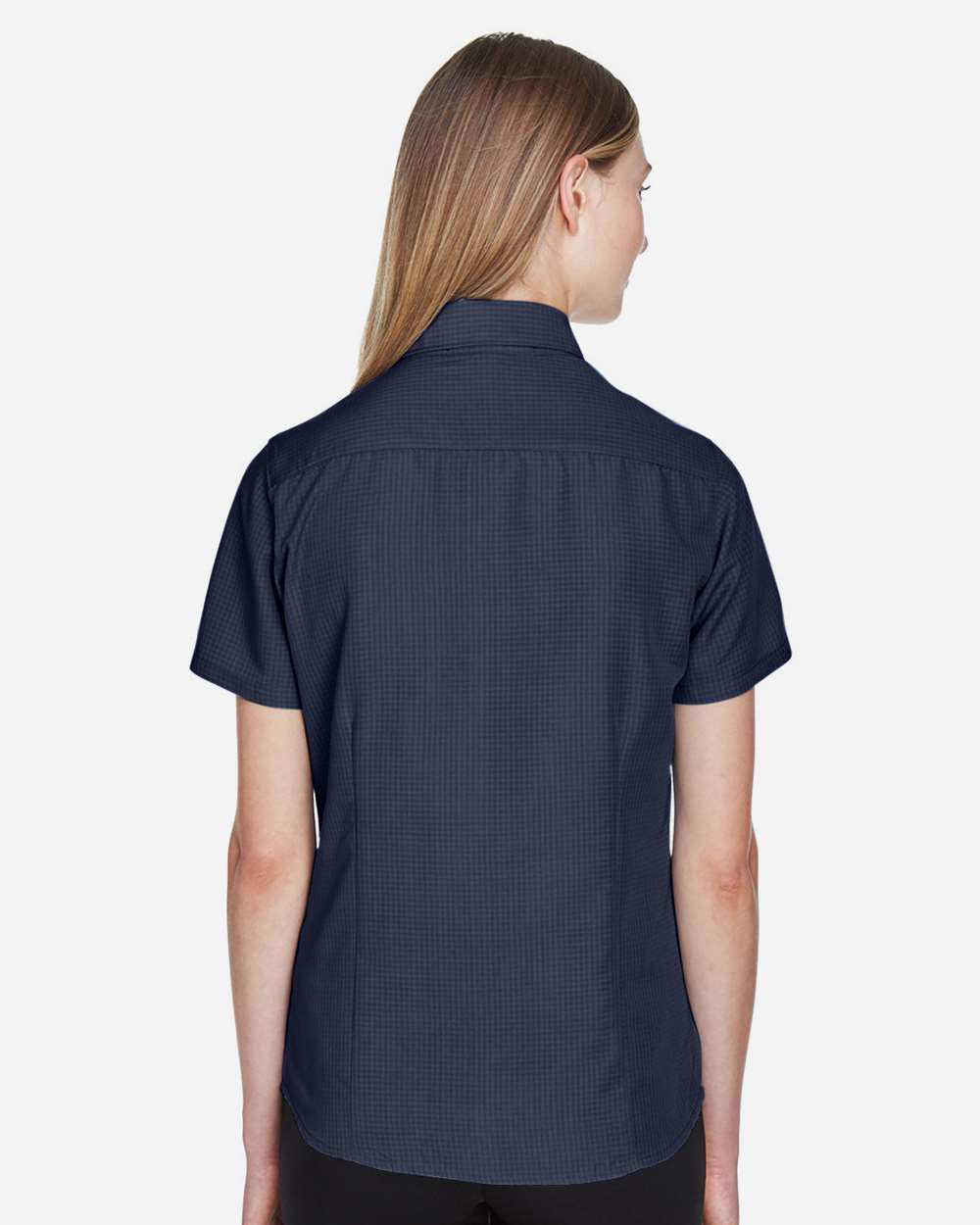 Women's Barbados Textured Camp Shirt - OnModelBack - B252B9652 - Navy