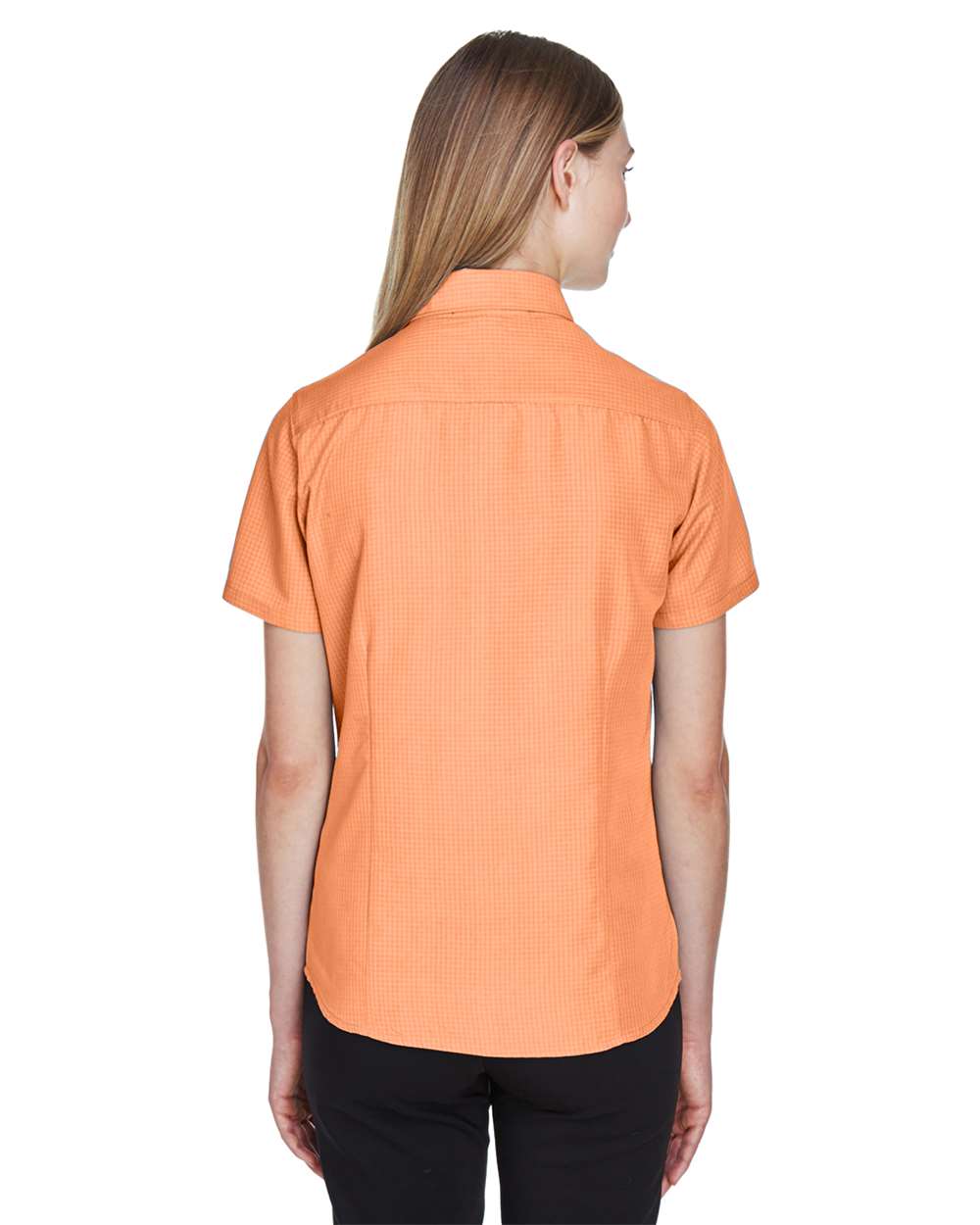 Women's Barbados Textured Camp Shirt - OnModelBack - B252B9662 - Nectarine