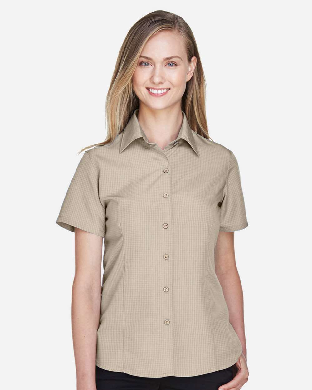 Women's Barbados Textured Camp Shirt - OnModelFront - B252B9102 - Khaki