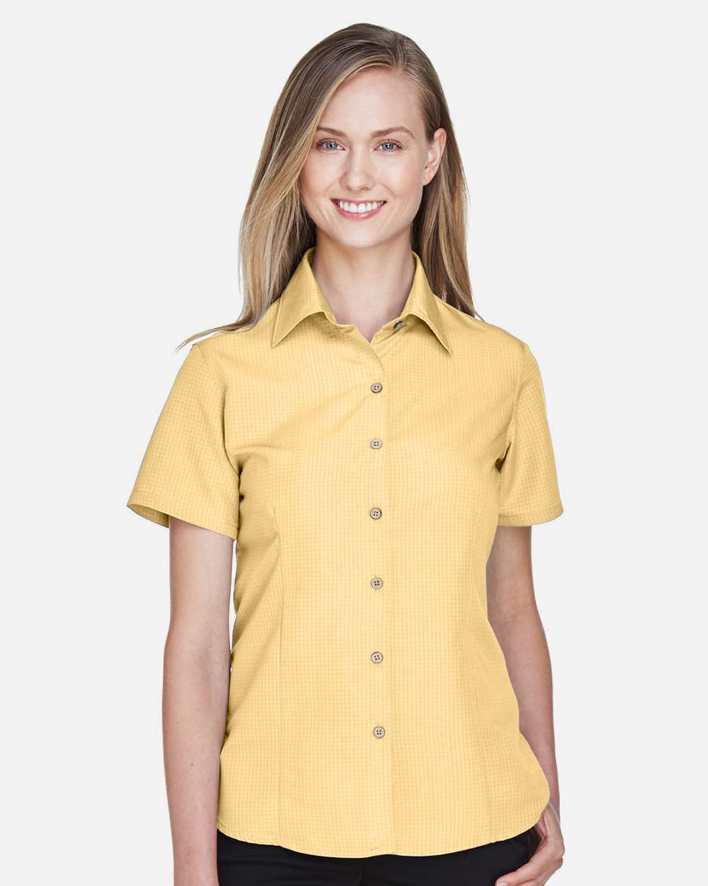 Women's Barbados Textured Camp Shirt - OnModelFront - B252B9122 - Pineapple