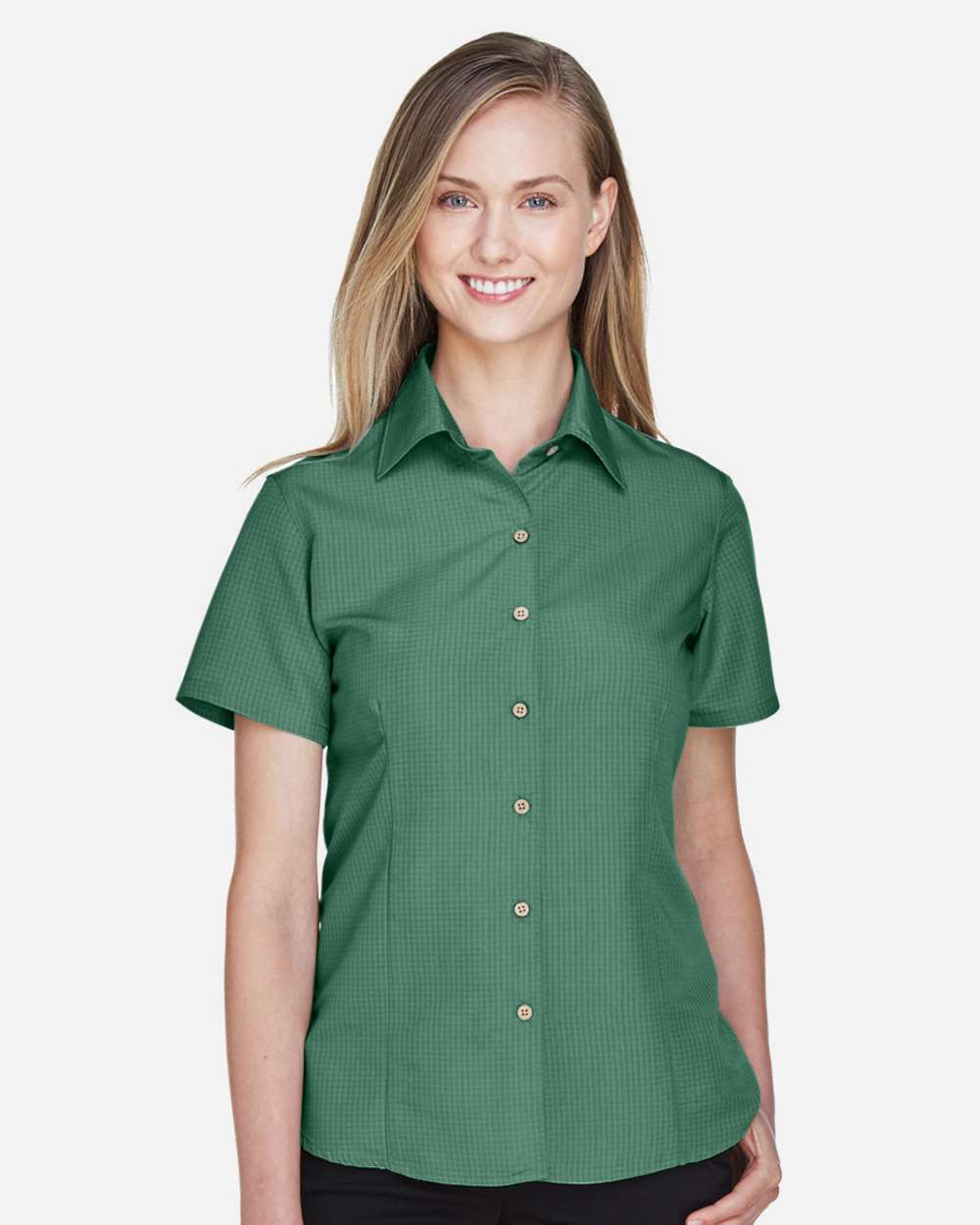 Women's Barbados Textured Camp Shirt - OnModelFront - B252B9172 - Palm Green