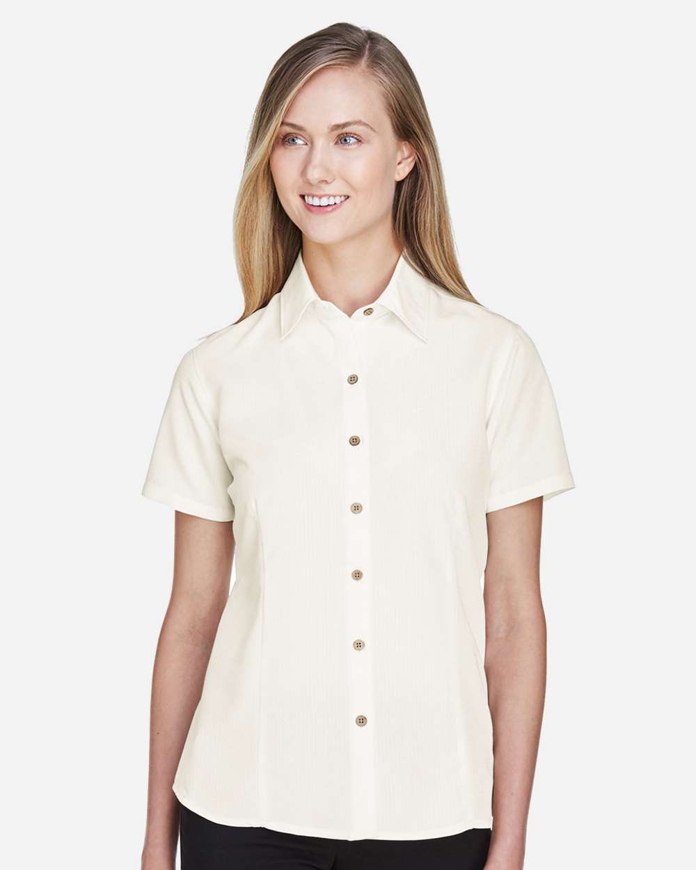 Women's Barbados Textured Camp Shirt - OnModelFront - B252B9242 - Cream