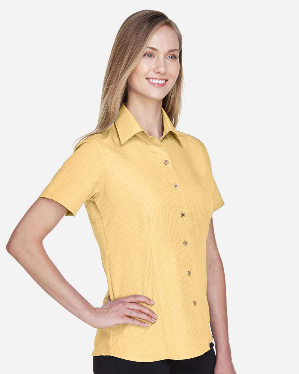 Women's Barbados Textured Camp Shirt - OnModelSide - B252B9122 - Pineapple
