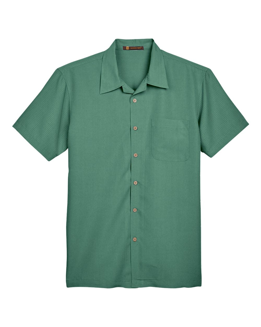 Men's Barbados Textured Camp Shirt - Front - B251B9172 - Palm Green