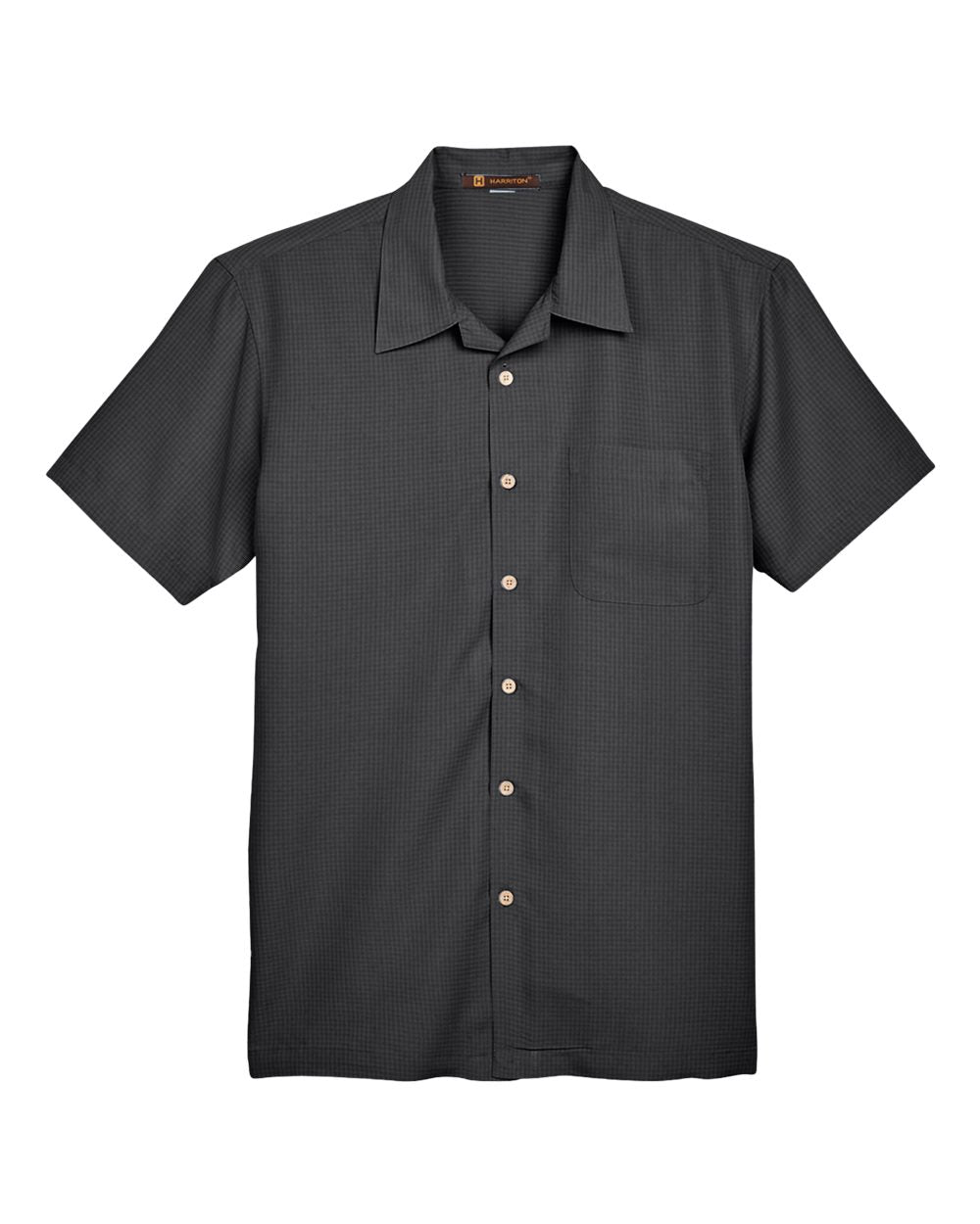 Men's Barbados Textured Camp Shirt - Front - B251B9502 - Black