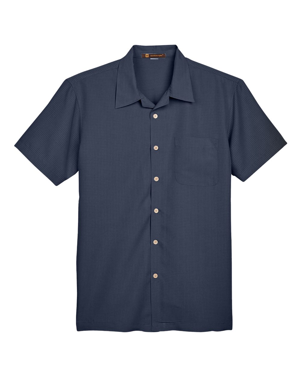 Men's Barbados Textured Camp Shirt - Front - B251B9652 - Navy